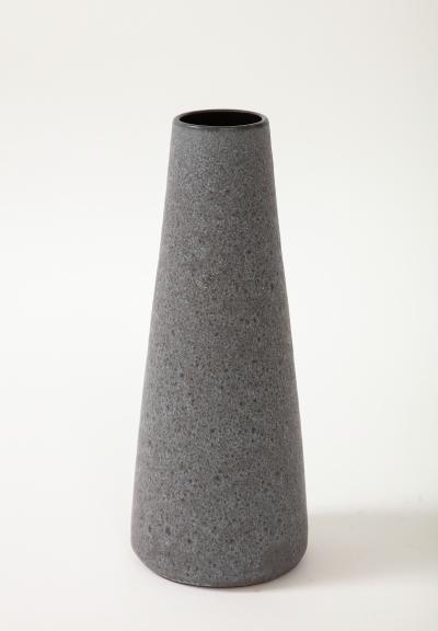 Midcentury Grey and Black Cylindrical Lava Glazed Vase