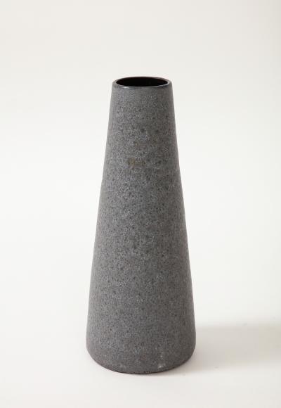Midcentury Grey and Black Cylindrical Lava Glazed Vase