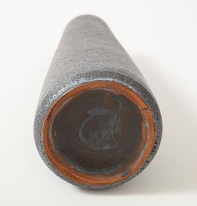 Midcentury Grey and Black Cylindrical Lava Glazed Vase