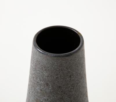 Midcentury Grey and Black Cylindrical Lava Glazed Vase