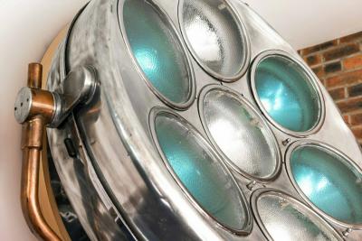 Midcentury Industrial Aluminium Surgeons Operating Theatre Floor Lamp