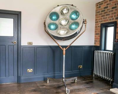 Midcentury Industrial Aluminium Surgeons Operating Theatre Floor Lamp