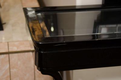 Midcentury Italian Black Lacquer Console and Mirror
