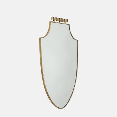Midcentury Italian Brass Shield Shaped Mirror