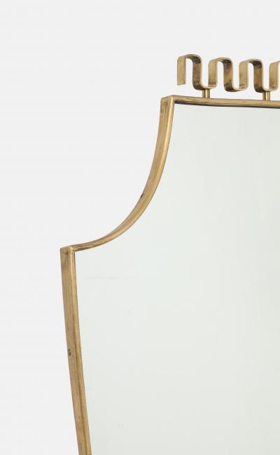 Midcentury Italian Brass Shield Shaped Mirror