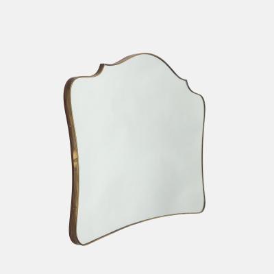 Midcentury Italian Grand Scale Horizontal Shaped Brass Overmantel Mirror 