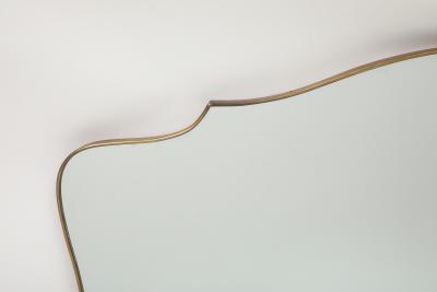 Midcentury Italian Grand Scale Horizontal Shaped Brass Overmantel Mirror 