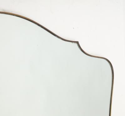 Midcentury Italian Grand Scale Horizontal Shaped Brass Overmantel Mirror 