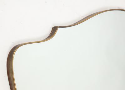 Midcentury Italian Grand Scale Horizontal Shaped Brass Overmantel Mirror 