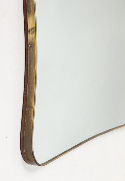 Midcentury Italian Grand Scale Horizontal Shaped Brass Overmantel Mirror 