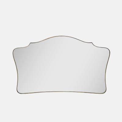 Midcentury Italian Grand Scale Horizontal Shaped Brass Overmantel Mirror 