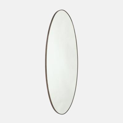 Midcentury Italian Grand Scale Oval Brass Mirror 