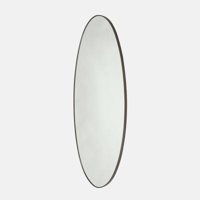 Midcentury Italian Grand Scale Oval Brass Mirror 