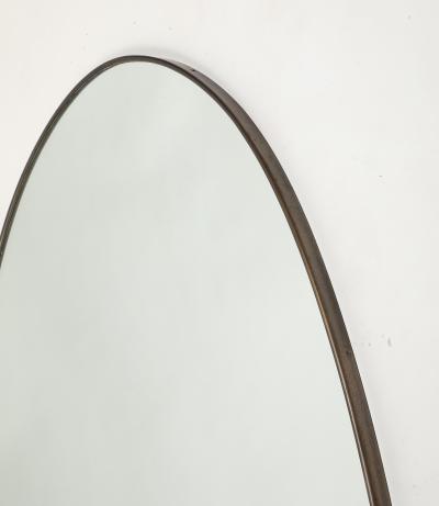 Midcentury Italian Grand Scale Oval Brass Mirror 