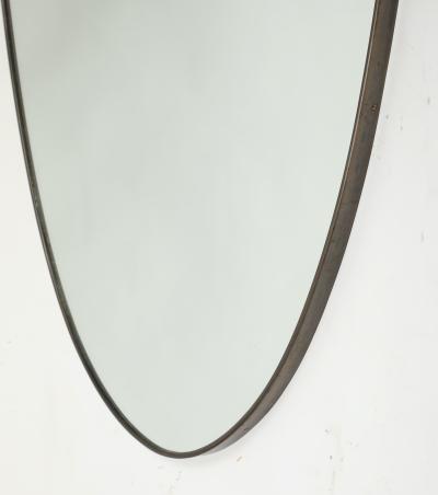Midcentury Italian Grand Scale Oval Brass Mirror 
