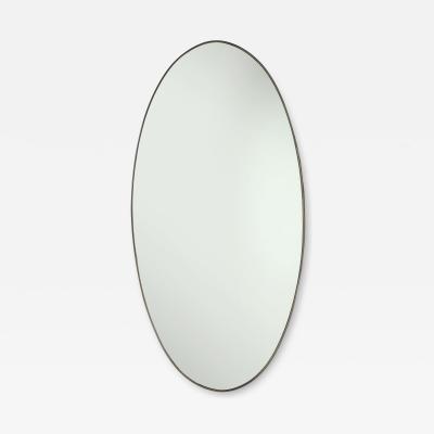 Midcentury Italian Grand Scale Oval Brass Mirror 