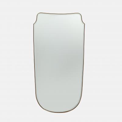 Midcentury Italian Grand Scale Shield Shaped Brass Mirror