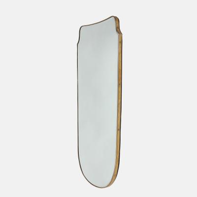 Midcentury Italian Grand Scale Shield Shaped Brass Mirror