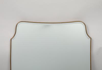 Midcentury Italian Grand Scale Shield Shaped Brass Mirror