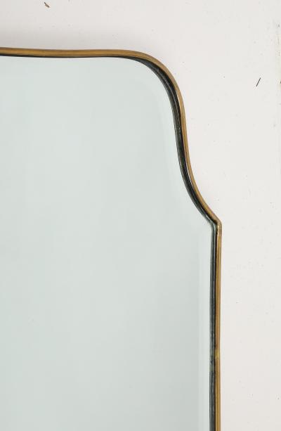 Midcentury Italian Grand Scale Shield Shaped Brass Mirror