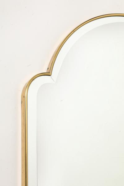 Midcentury Italian Large Arch Shaped Brass Beveled Wall Mirror