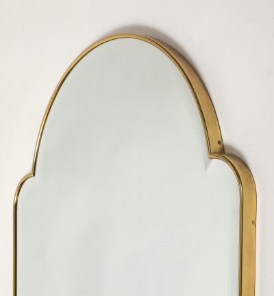 Midcentury Italian Large Arch Shaped Brass Beveled Wall Mirror