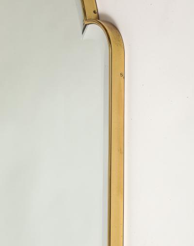 Midcentury Italian Large Arch Shaped Brass Beveled Wall Mirror