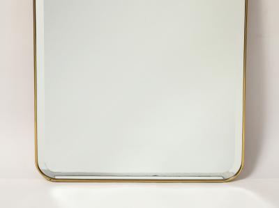 Midcentury Italian Large Arch Shaped Brass Beveled Wall Mirror