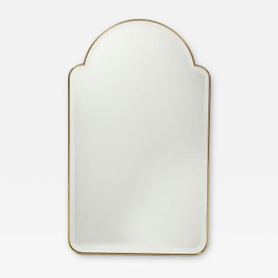 Midcentury Italian Large Arch Shaped Brass Beveled Wall Mirror