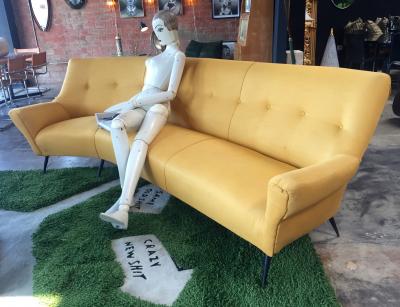 Midcentury Italian Large Curved Sofa 1950s