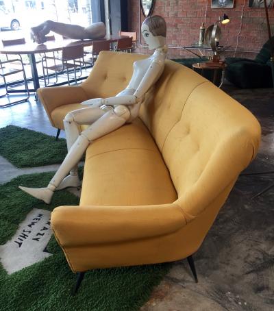 Midcentury Italian Large Curved Sofa 1950s