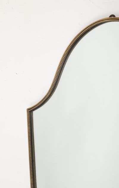 Midcentury Italian Large Shield Shaped Beaded Brass Mirror