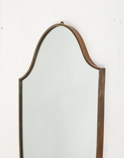 Midcentury Italian Large Shield Shaped Beaded Brass Mirror