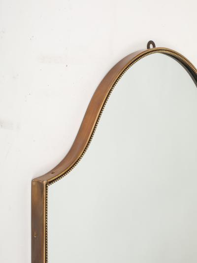 Midcentury Italian Large Shield Shaped Beaded Brass Mirror