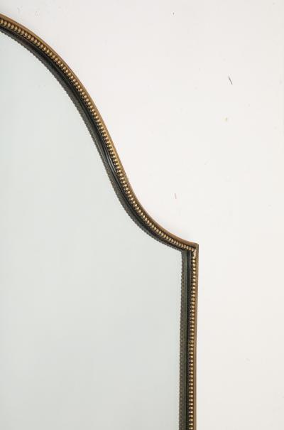 Midcentury Italian Large Shield Shaped Beaded Brass Mirror