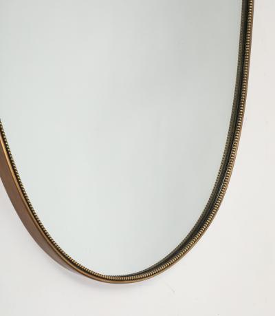 Midcentury Italian Large Shield Shaped Beaded Brass Mirror