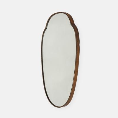 Midcentury Italian Large Shield Shaped Beaded Brass Wall Mirror