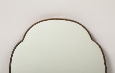 Midcentury Italian Large Shield Shaped Beaded Brass Wall Mirror
