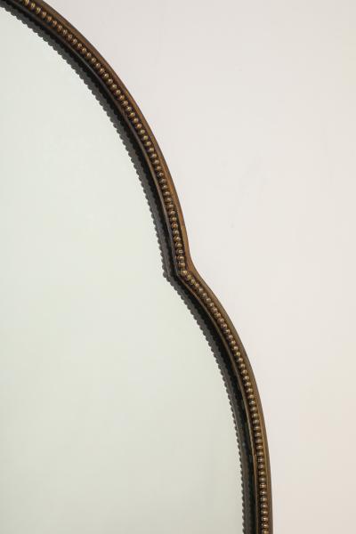 Midcentury Italian Large Shield Shaped Beaded Brass Wall Mirror