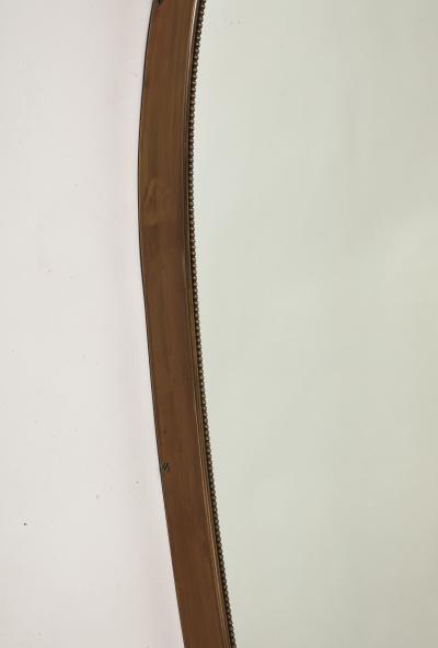 Midcentury Italian Large Shield Shaped Beaded Brass Wall Mirror