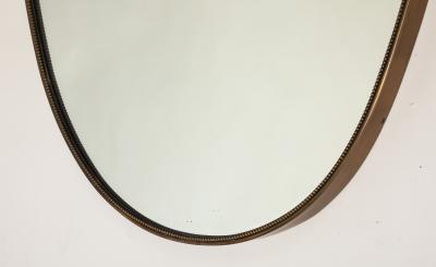 Midcentury Italian Large Shield Shaped Beaded Brass Wall Mirror