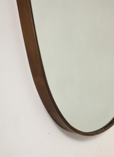 Midcentury Italian Large Shield Shaped Beaded Brass Wall Mirror