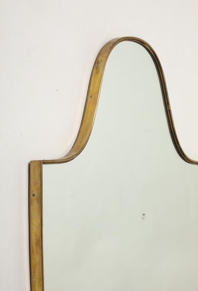 Midcentury Italian Large Shield Shaped Brass Wall Mirror