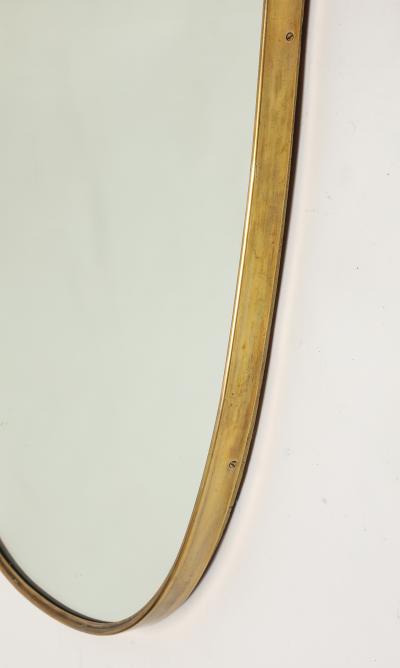 Midcentury Italian Large Shield Shaped Brass Wall Mirror