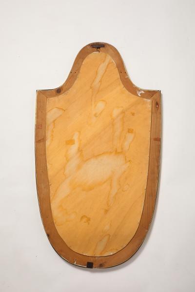 Midcentury Italian Large Shield Shaped Brass Wall Mirror
