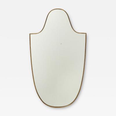 Midcentury Italian Large Shield Shaped Brass Wall Mirror