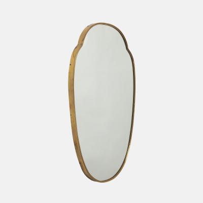 Midcentury Italian Large Shield Shaped Brass Wall Mirror