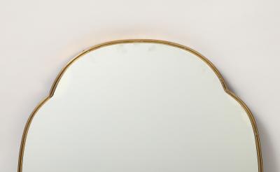 Midcentury Italian Large Shield Shaped Brass Wall Mirror