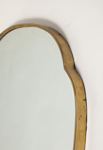 Midcentury Italian Large Shield Shaped Brass Wall Mirror