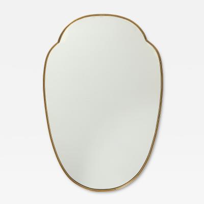 Midcentury Italian Large Shield Shaped Brass Wall Mirror